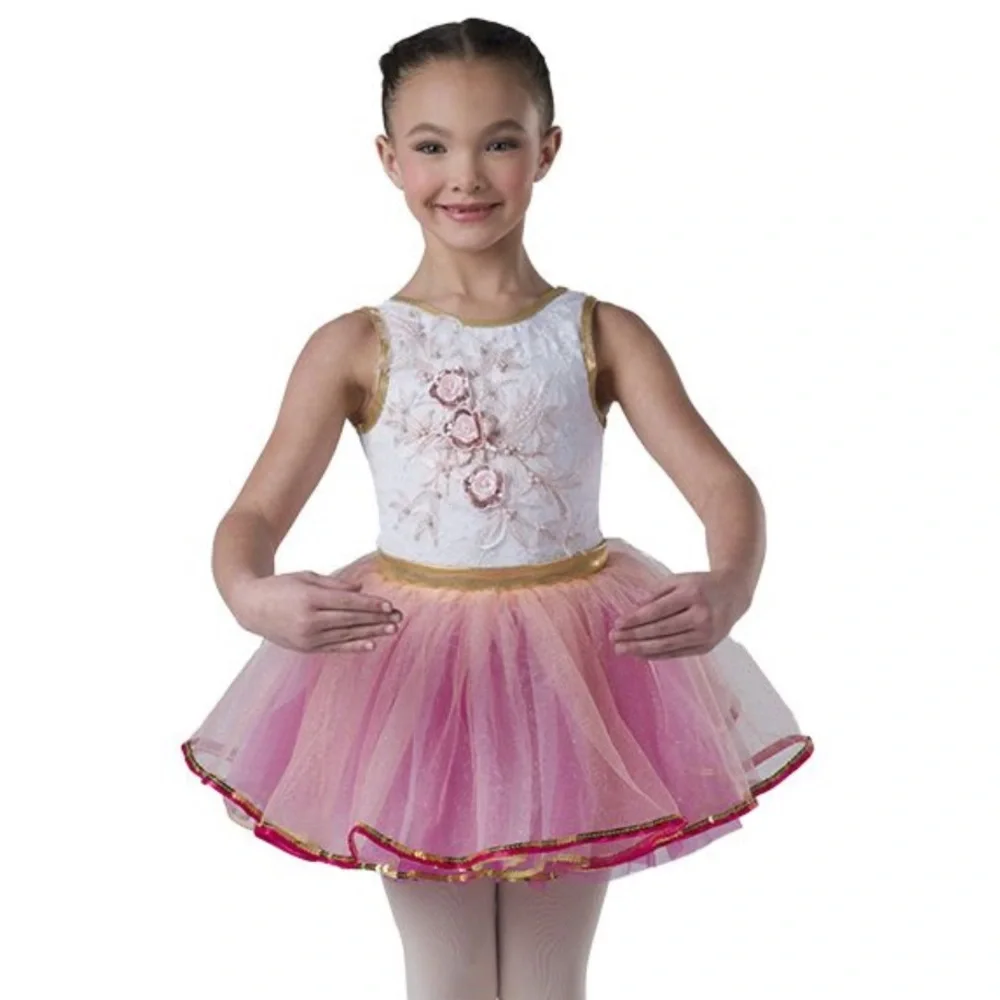Laylas Dance CAROUSEL WALTZ Pink and Gold Kids Ballet Dance Costume Dress